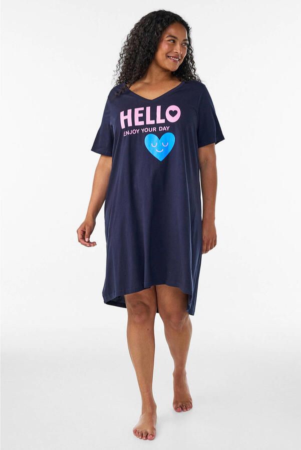 Zizzi Plus Size nachthemd donkerblauw - Foto 3