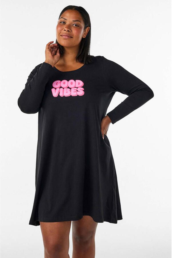 Zizzi Plus Size nachthemd zwart