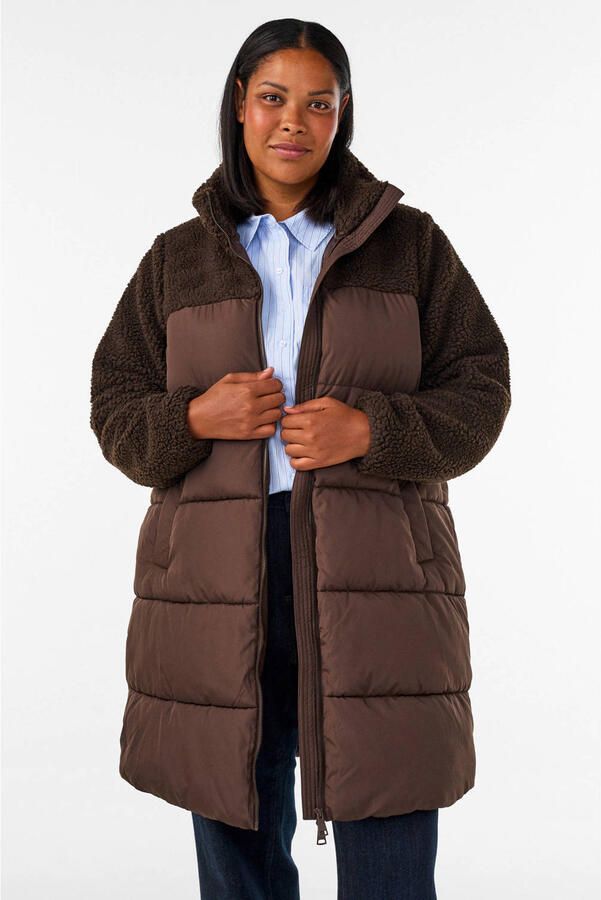 Zizzi Plus Size pufferjas bruin