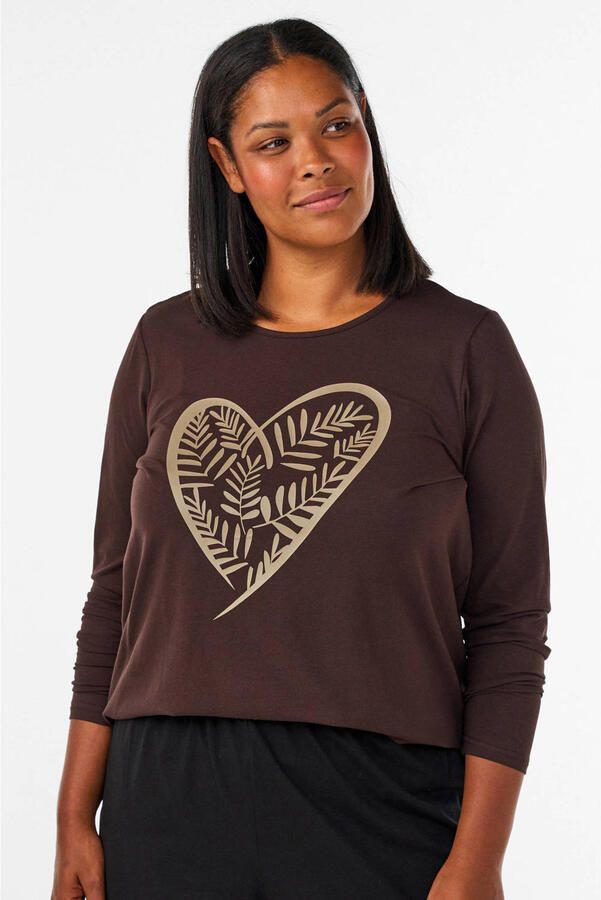 Zizzi Plus Size pyjamatop bruin