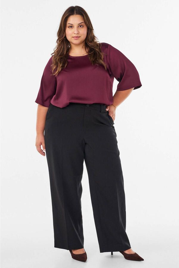 Zizzi Plus Size satijnen top donkerrood - Foto 2