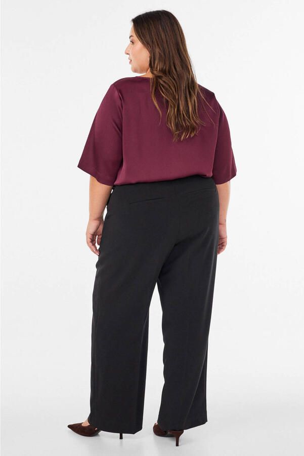 Zizzi Plus Size satijnen top donkerrood - Foto 3