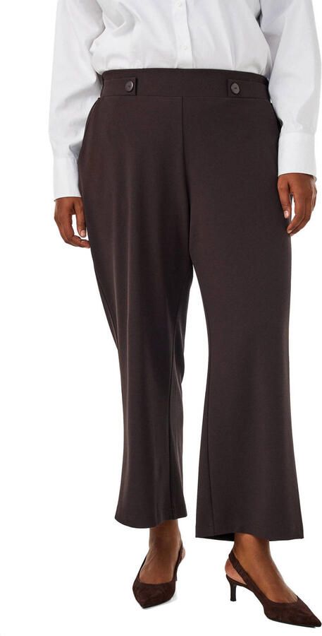Zizzi Plus Size wide leg cropped pantalon donkerbruin