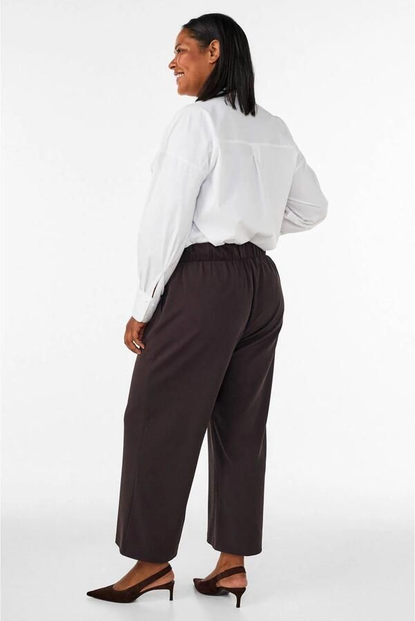 Zizzi Plus Size wide leg cropped pantalon donkerbruin - Foto 2
