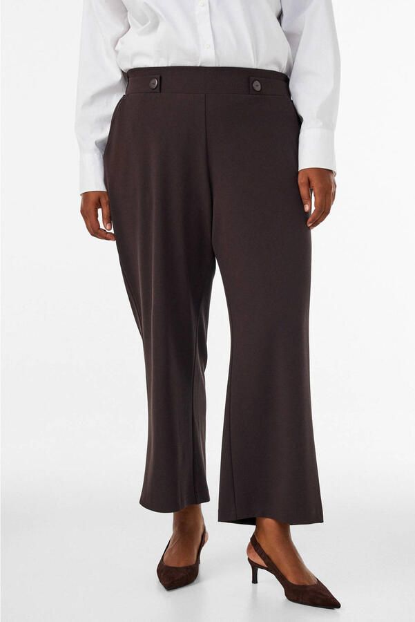 Zizzi Plus Size wide leg cropped pantalon donkerbruin - Foto 3