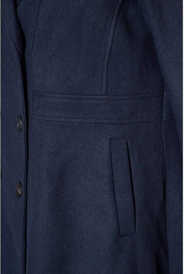 Zizzi Plus Size wintermantel met wol donkerblauw - Foto 2