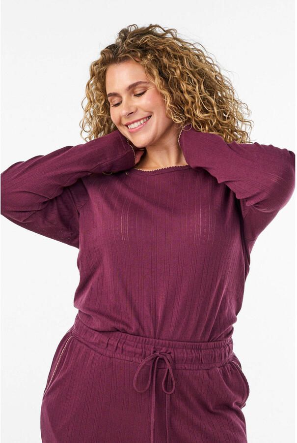 Zizzi pyjamatop Plus Size donkerrood
