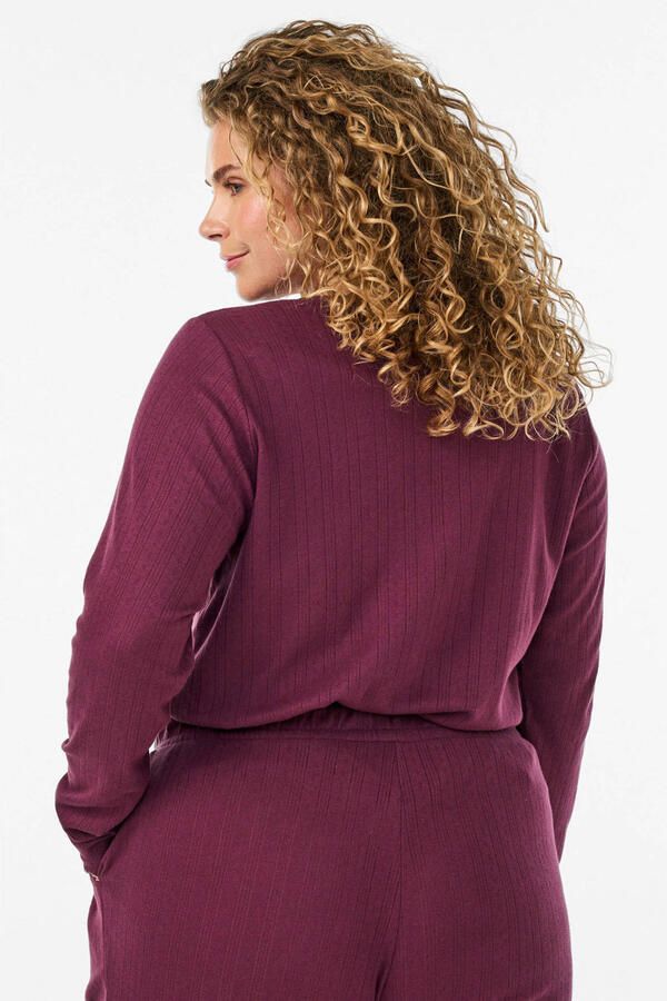 Zizzi pyjamatop Plus Size donkerrood - Foto 3