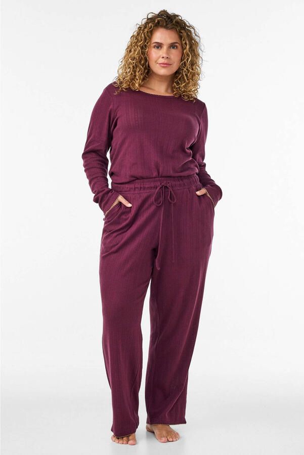 Zizzi pyjamatop Plus Size donkerrood - Foto 2
