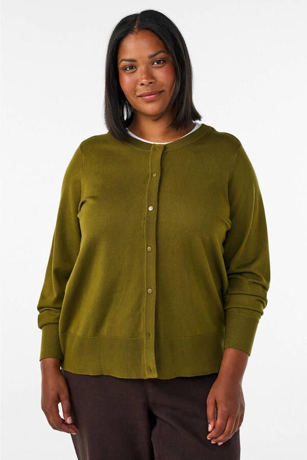 Zizzi rayon gebreid vest Plus Size donkergroen