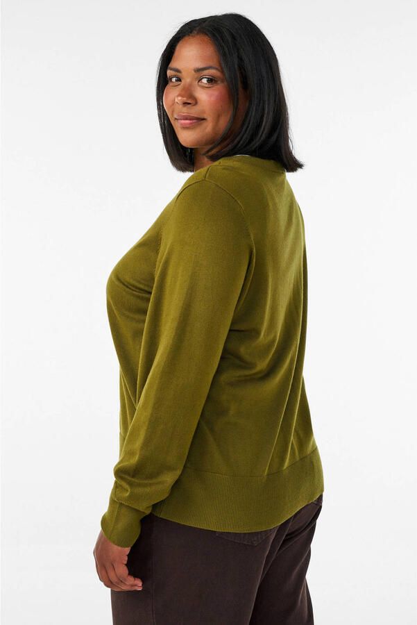 Zizzi rayon gebreid vest Plus Size donkergroen - Foto 3