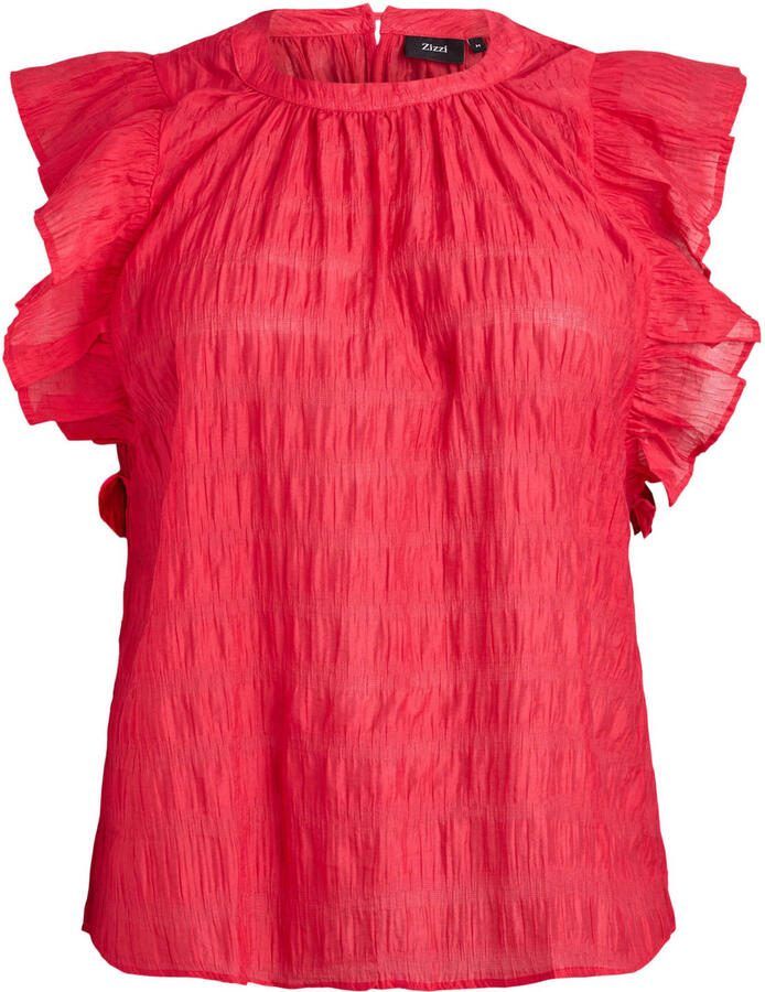 Zizzi rechtvallend blousetop met ruches Plus Size rood