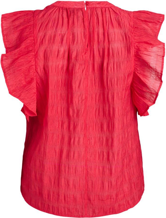 Zizzi rechtvallend blousetop met ruches Plus Size rood - Foto 2
