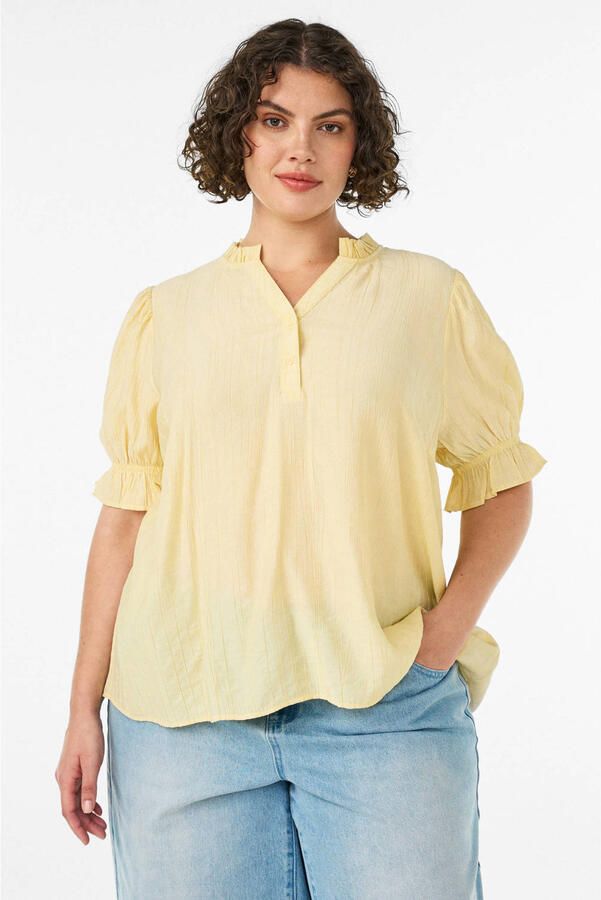 Zizzi rechtvallend blousetop Plus Size lichtgeel