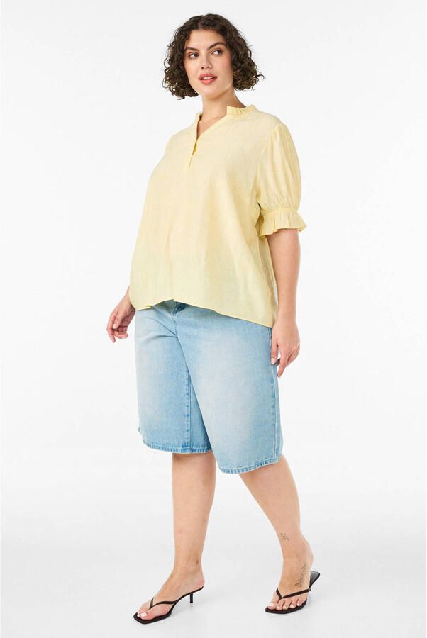 Zizzi rechtvallend blousetop Plus Size lichtgeel - Foto 2