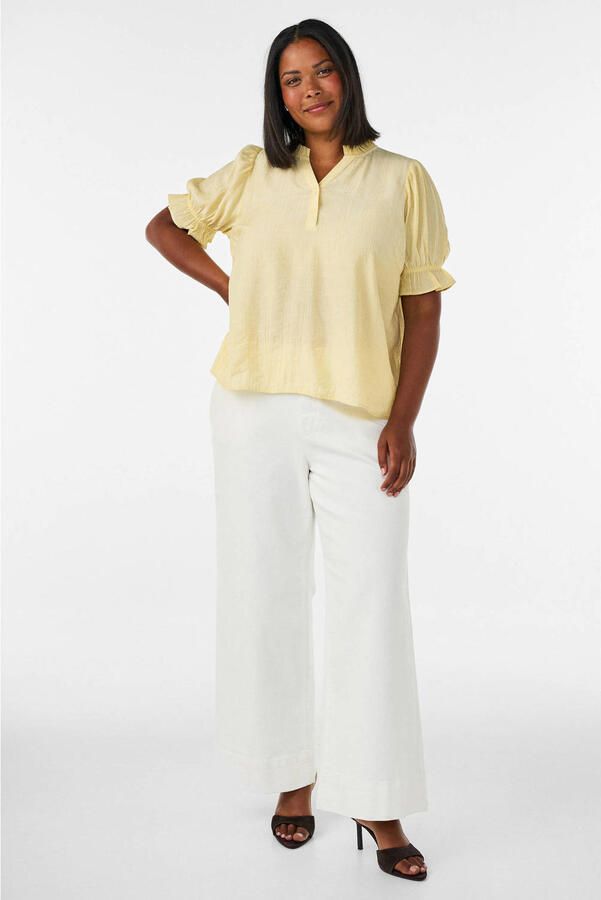 Zizzi rechtvallend blousetop Plus Size lichtgeel - Foto 3