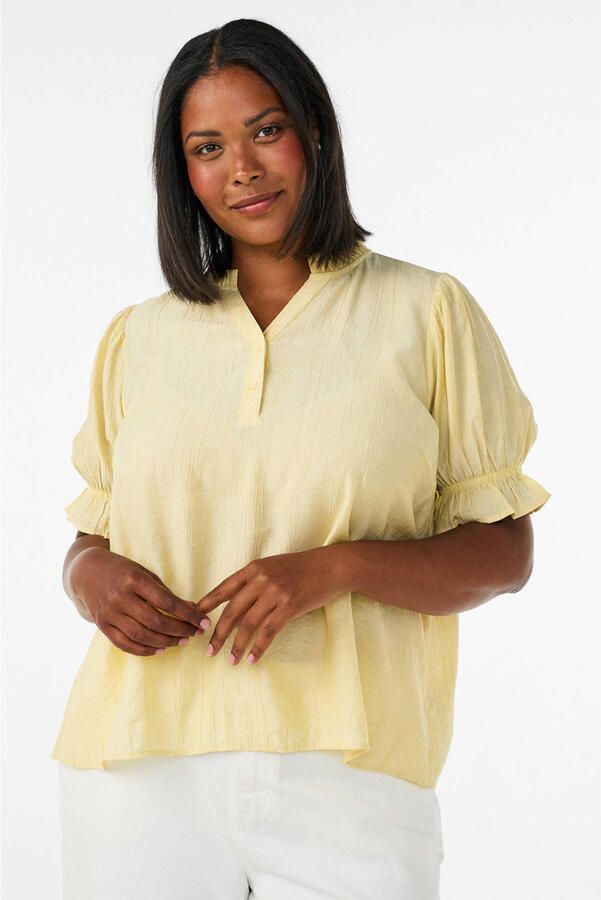 Zizzi rechtvallend blousetop Plus Size lichtgeel - Foto 4