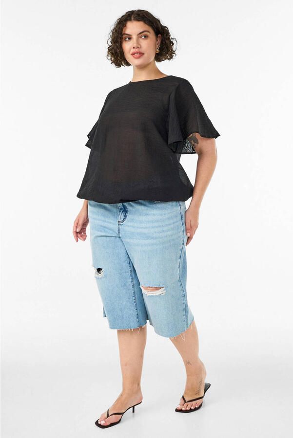 Zizzi rechtvallend blousetop Plus Size zwart - Foto 2