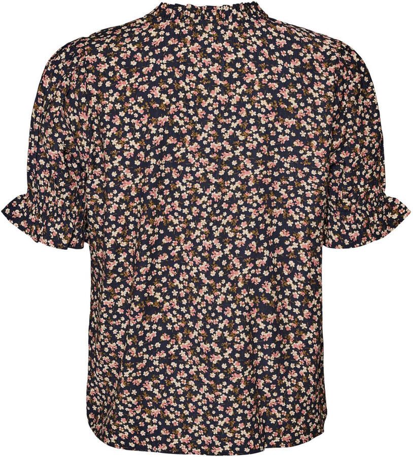 Zizzi rechtvallend gebloemde blousetop Plus Size donkerblauw - Foto 2