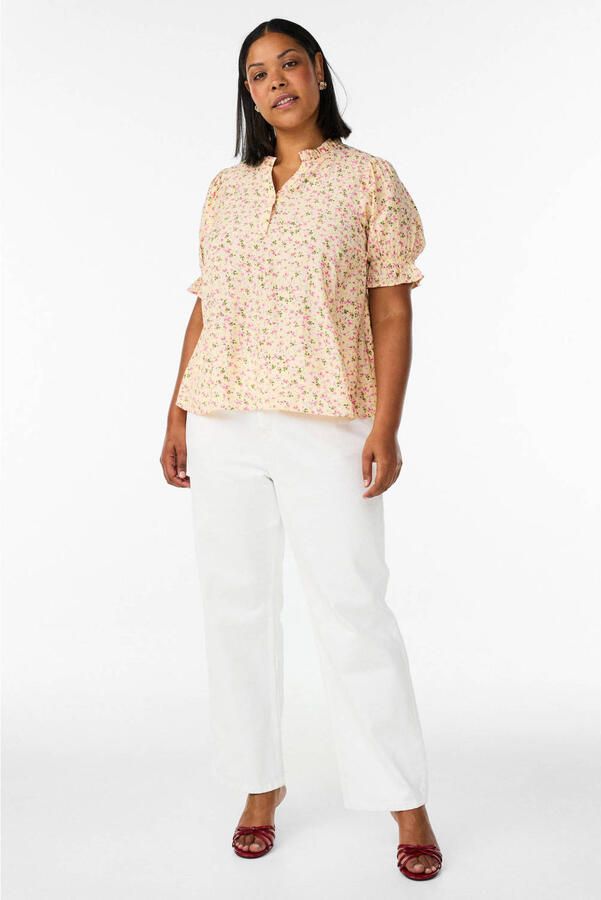 Zizzi rechtvallend gebloemde blousetop Plus Size lichtgeel - Foto 2