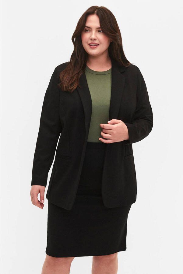 Zizzi rechtvallende blazer JMADDIE zwart