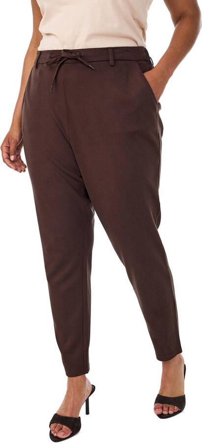 Zizzi regular fit casual broek Plus Size donkerbruin