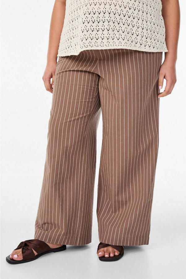 Zizzi regular fit casual broek Plus Size met krijtstreep bruin - Foto 2