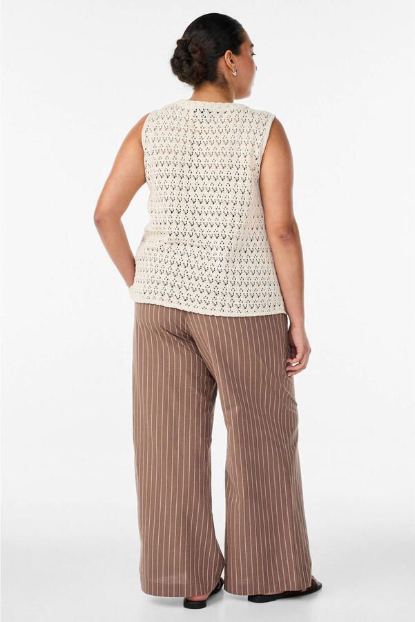 Zizzi regular fit casual broek Plus Size met krijtstreep bruin - Foto 3