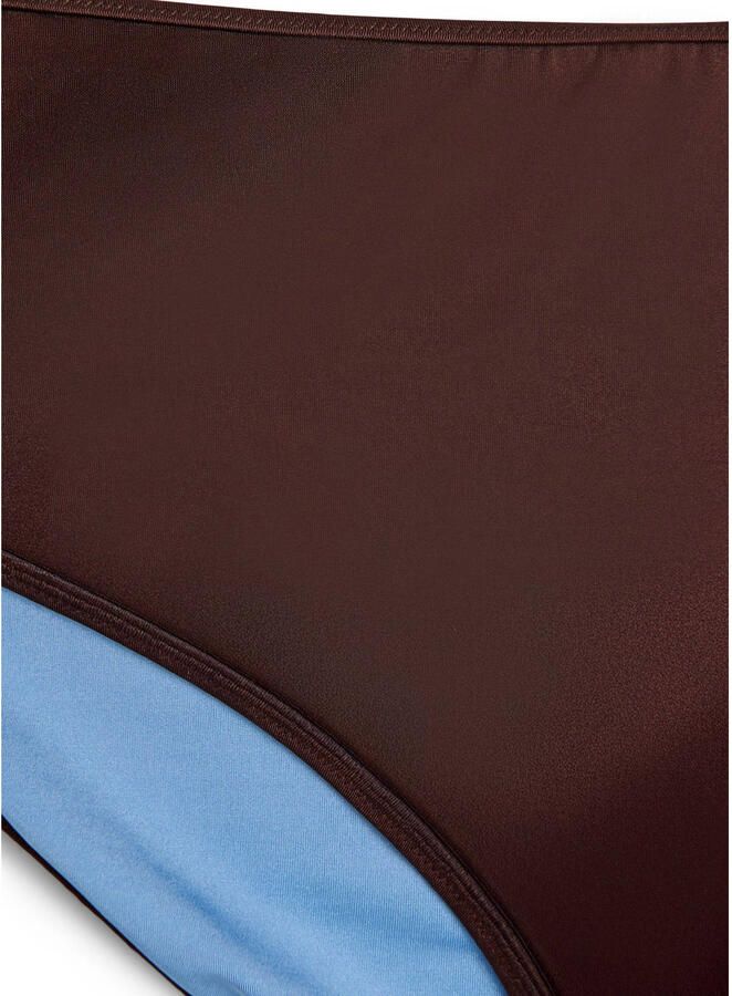 Zizzi reversible high waist bikinibroekje SENYA bruin lichtblauw - Foto 2