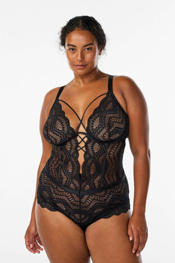 Zizzi stringbody CAETTA zwart