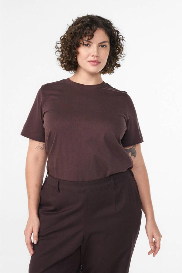 Zizzi T-shirt donkerbruin