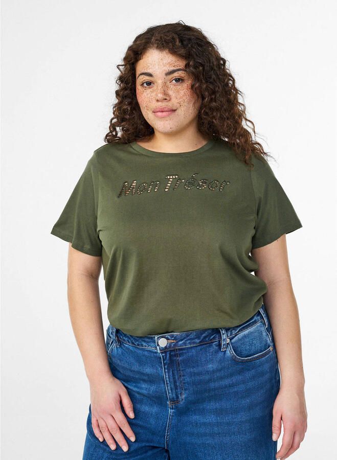 Zizzi T-shirt donkergroen