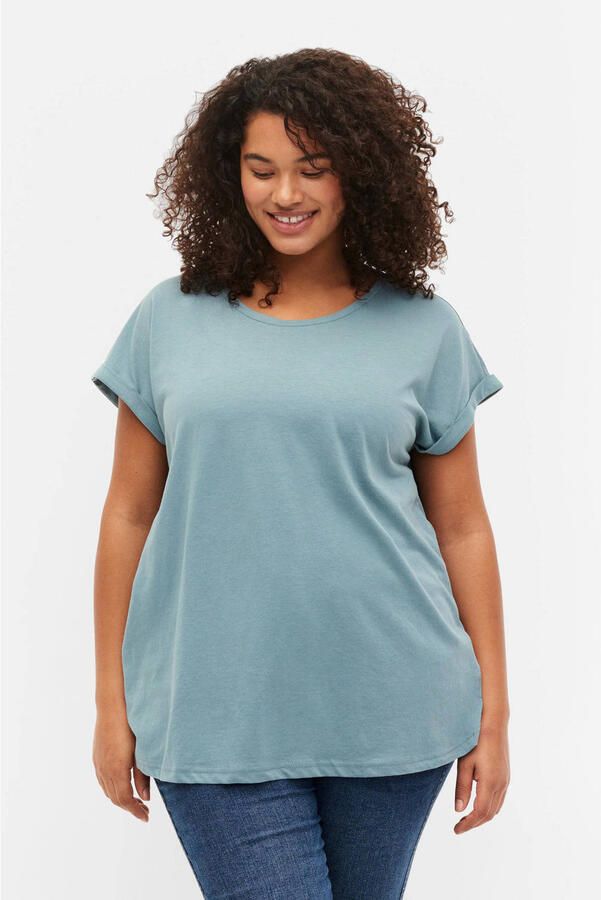 Zizzi T-shirt grijsblauw