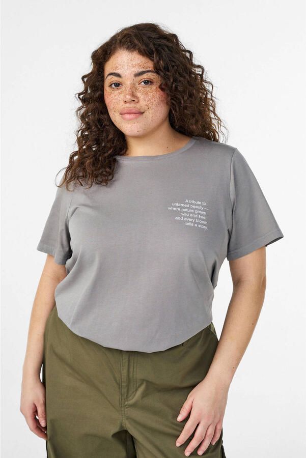 Zizzi T-shirt met backprint grijs
