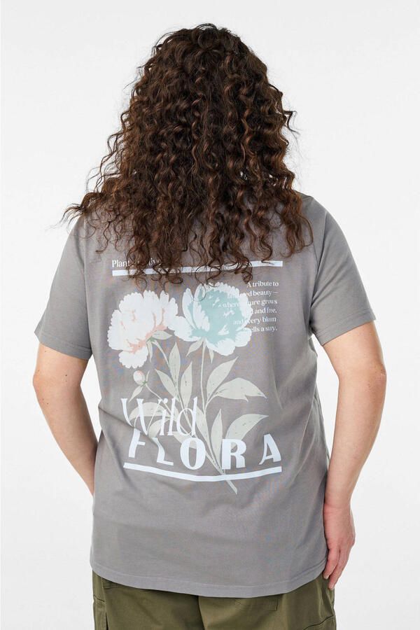 Zizzi T-shirt met backprint grijs - Foto 2