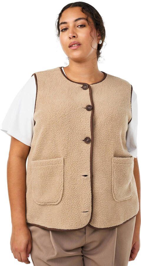 Zizzi teddy gilet beige