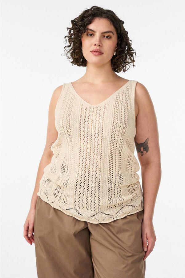 Zizzi top gehaakt beige