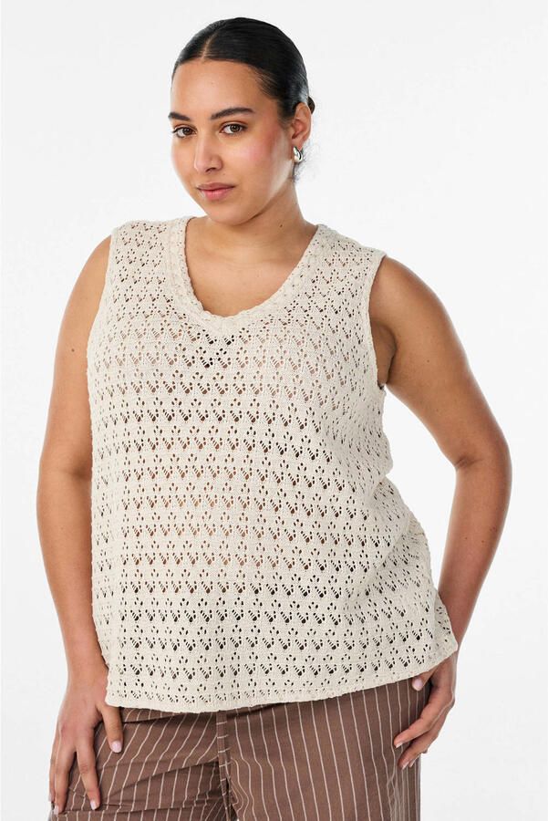 Zizzi top grof gebreid beige