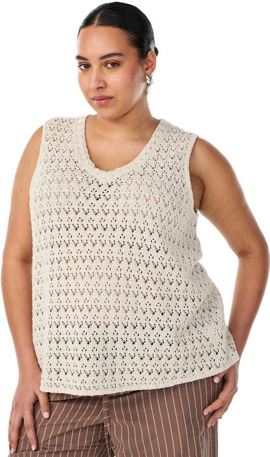 Zizzi top grof gebreid beige - Foto 3