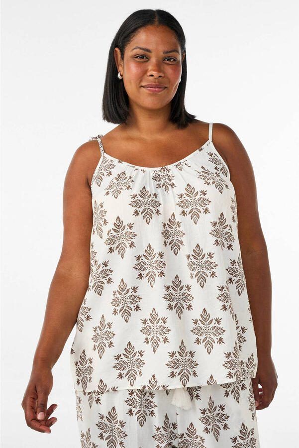 Zizzi top met print Plus Size ecru