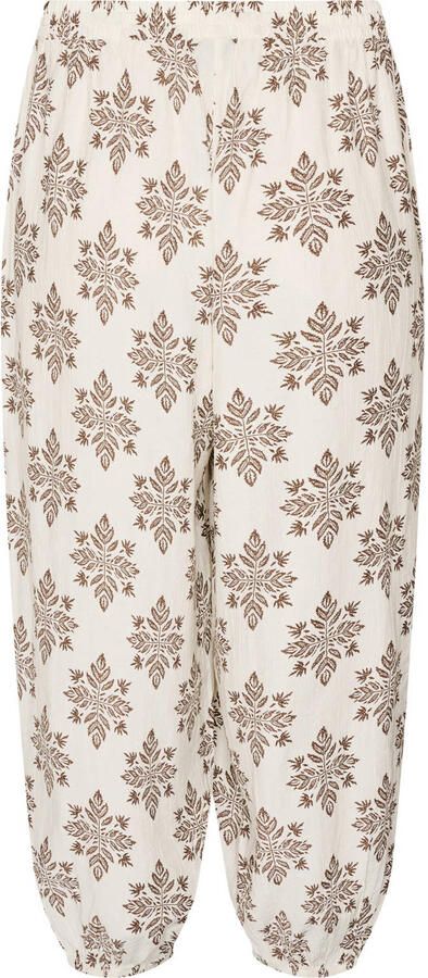 Zizzi viscose baggy broek Plus Size met print ecru - Foto 2