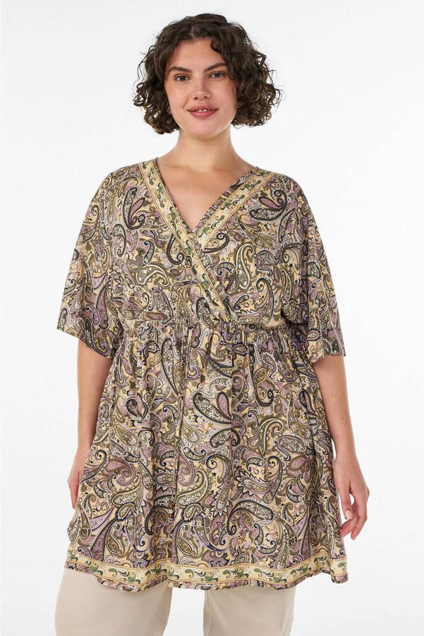 Zizzi viscose tuniek Plus Size met paisley meerkleurig