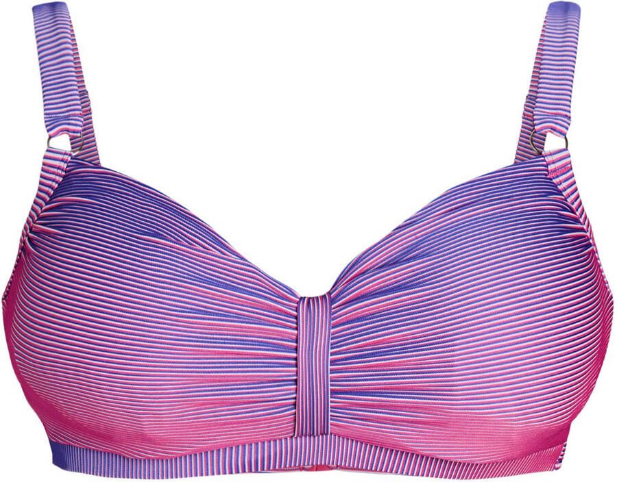 Zizzi voorgevormde beugel bikinitop SVARY met ribstructuur roze