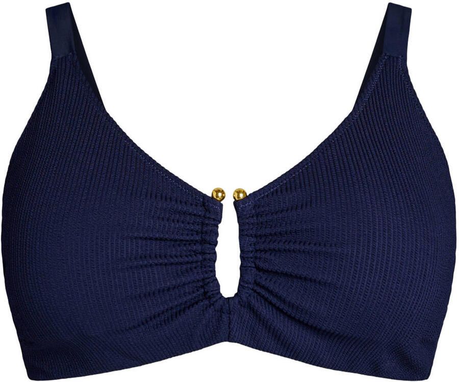 Zizzi voorgevormde bikinitop SLINO met ribstructuur donkerblauw