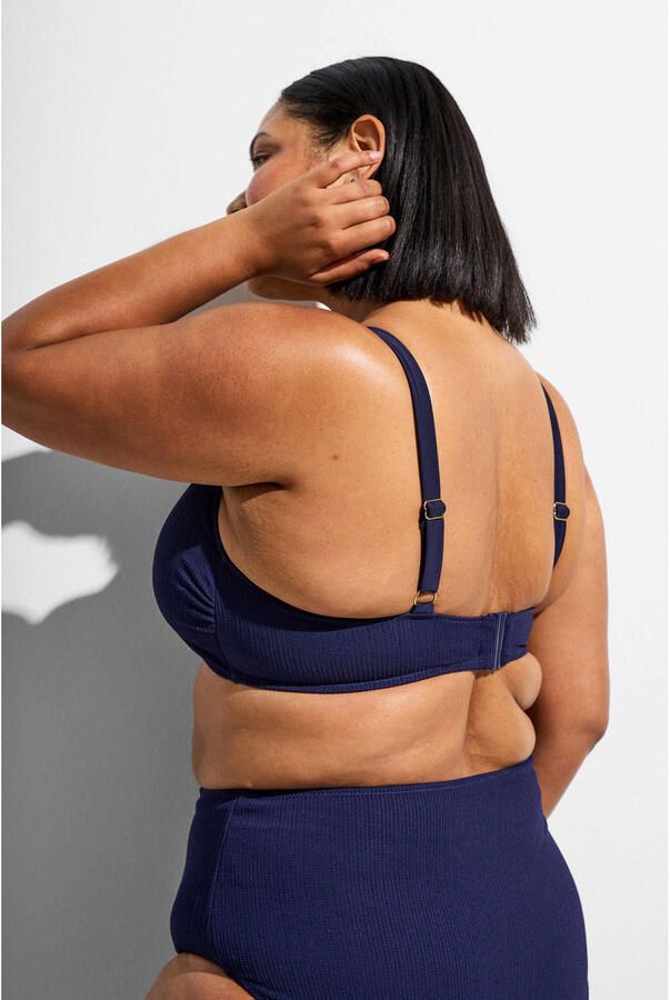 Zizzi voorgevormde bikinitop SLINO met ribstructuur donkerblauw - Foto 2