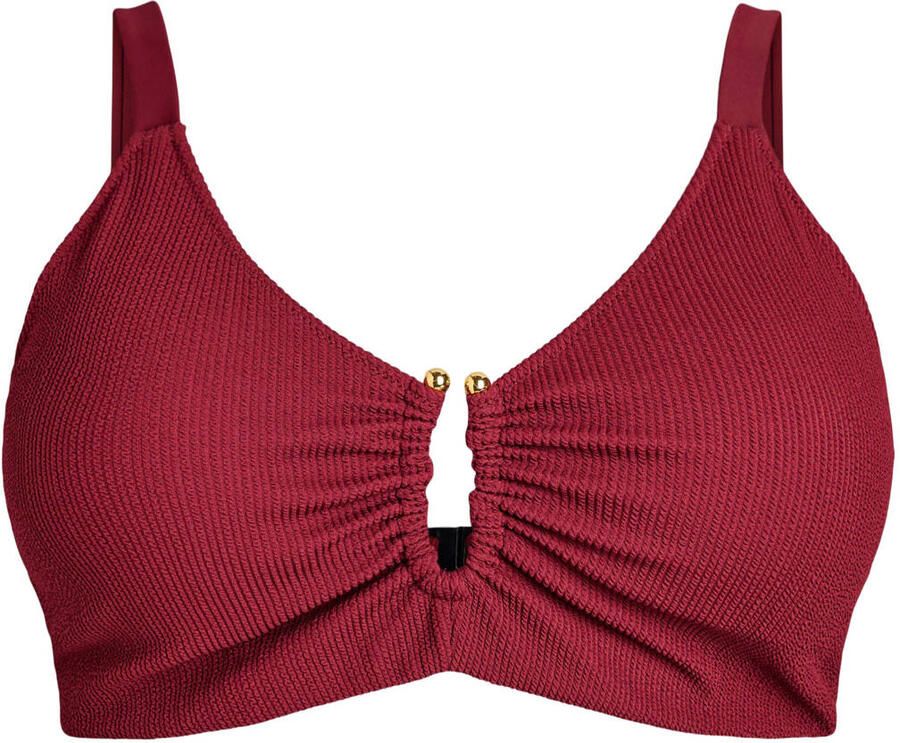 Zizzi voorgevormde bikinitop SLINO met ribstructuur donkerrood