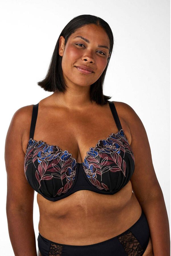 Zizzi voorgevormde Plus Size beugel-bh zwart meerkleurig