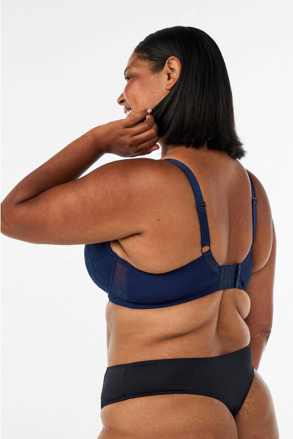 Zizzi voorgevormde Plus Size kanten bh met beugel donkerblauw - Foto 3