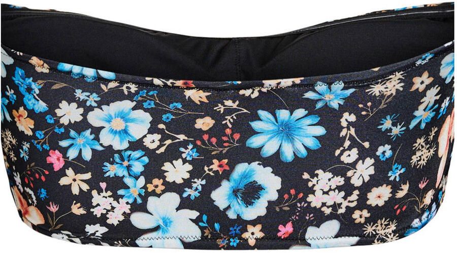 Zizzi voorgevormde strapless bandeau bikinitop CAANNE zwart multi - Foto 3