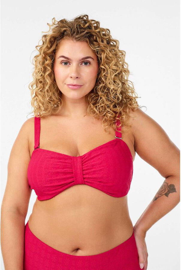 Zizzi voorgevormde strapless bandeau bikinitop Salina rood - Foto 3